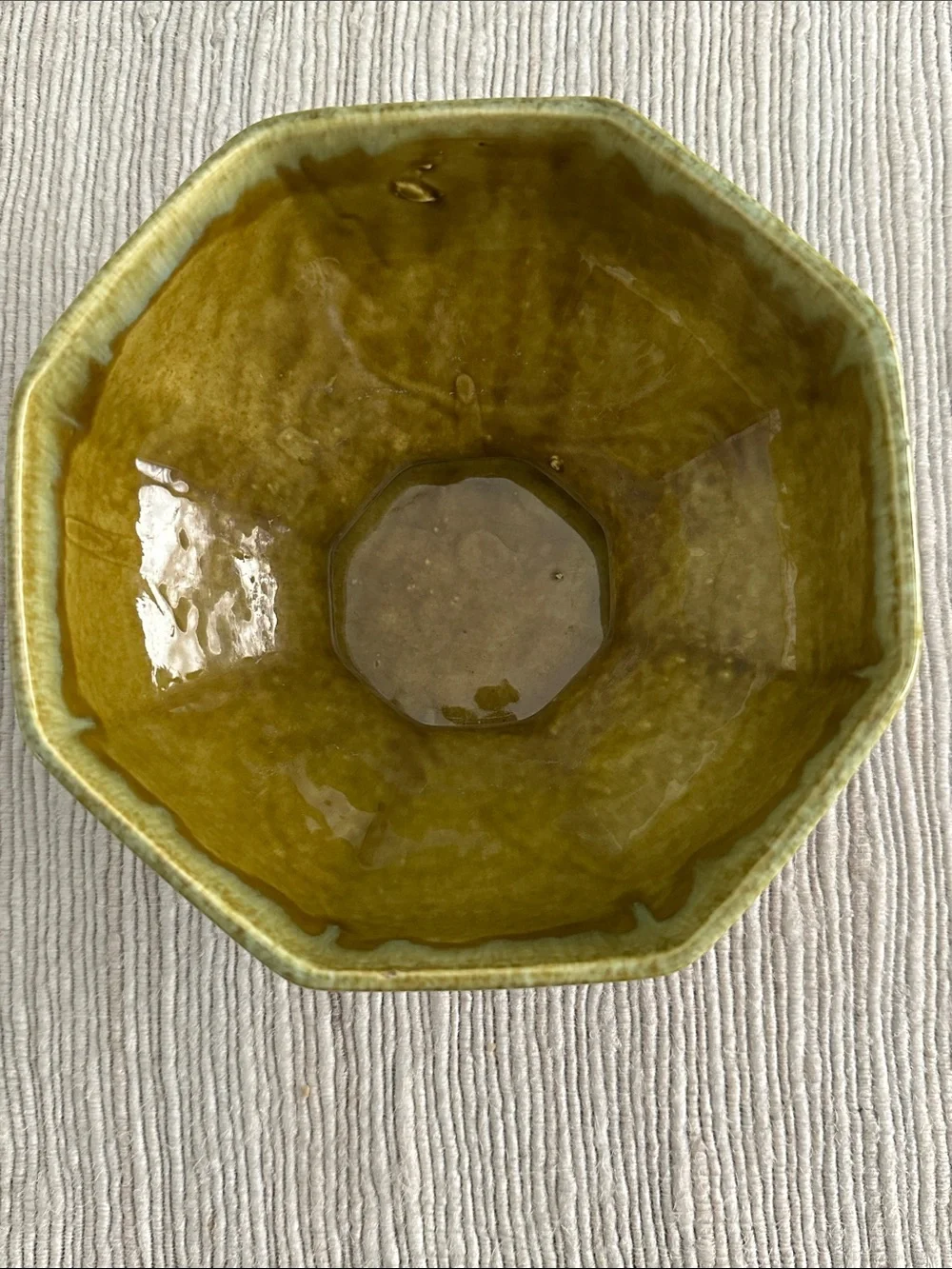 Vintage Olive Green Drip-Glazed Pedestal Vase